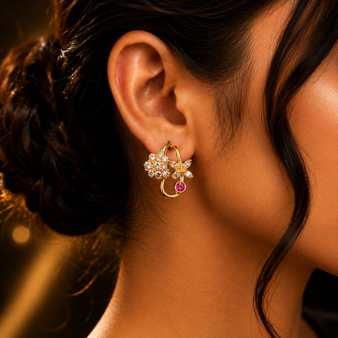 Floral Crystal Earrings – Women Fashion Jewelry | Fozia