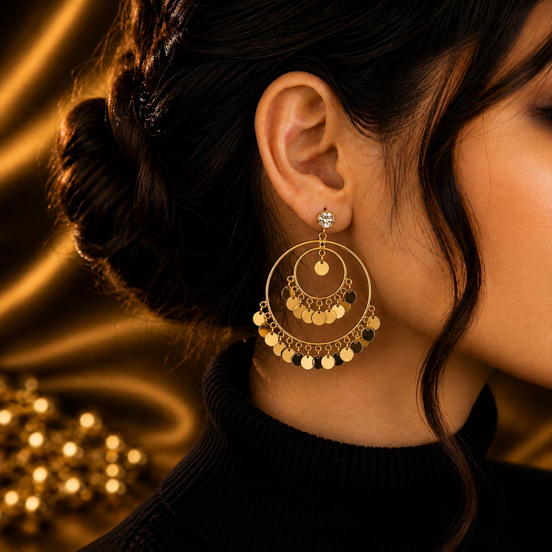 Coin Statement Hoop Earrings – Women Fashion Jewelry | Fozia
