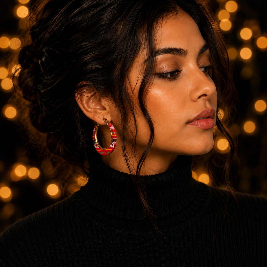 Red Ethnic Hoop Earrings – Women Fashion Jewelry | Fozia