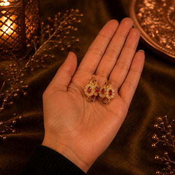 Royal Round Stone Earrings – Women Fashion Jewelry | Fozia