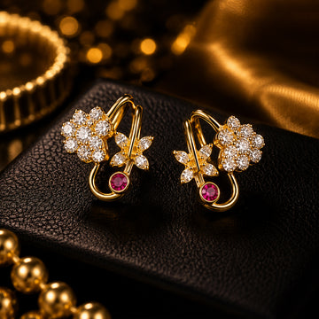 Floral Crystal Earrings – Women Fashion Jewelry | Fozia