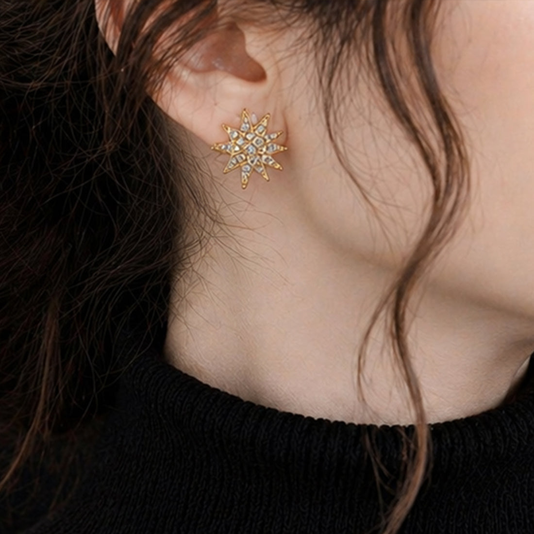 Crystal Starburst Stud Earrings – Women Fashion Jewelry | Fozia