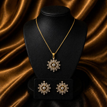 Fozia Snowflake Crystal Necklace Set – Elegant Women Jewelry