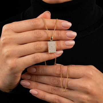 Crystal Rectangle Pendant Necklace – Gold Finish | Women's Jewelry