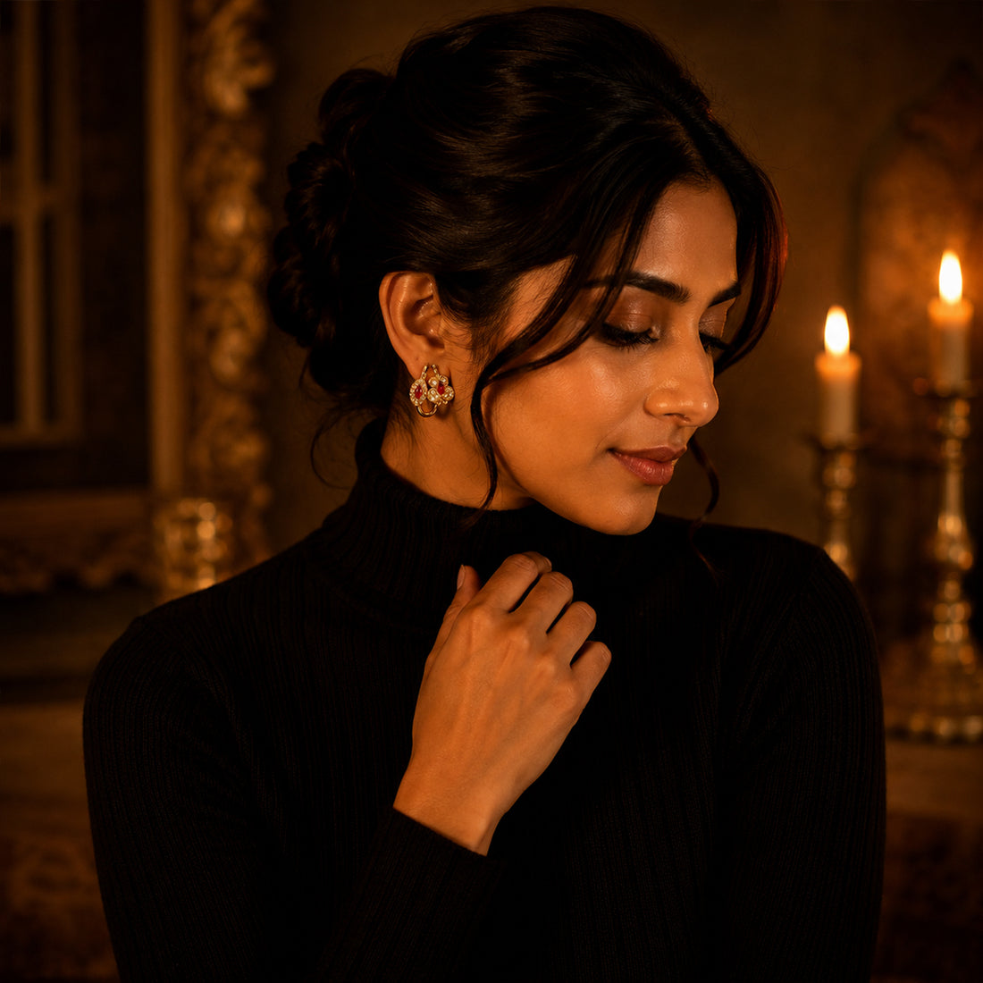 Royal Round Stone Earrings – Women Fashion Jewelry | Fozia