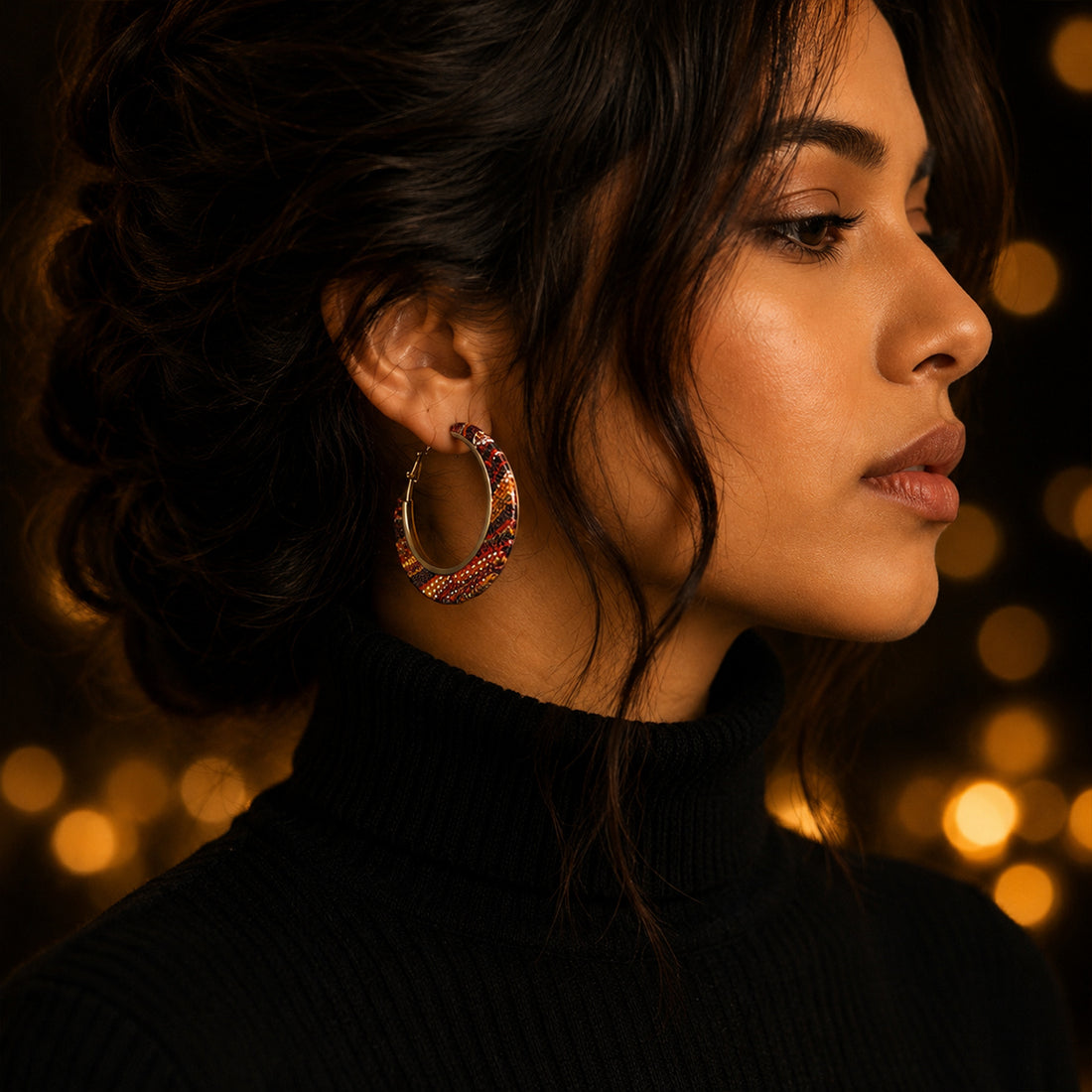 Dark Ethnic Hoop Earrings – Women Fashion Jewelry | Fozia