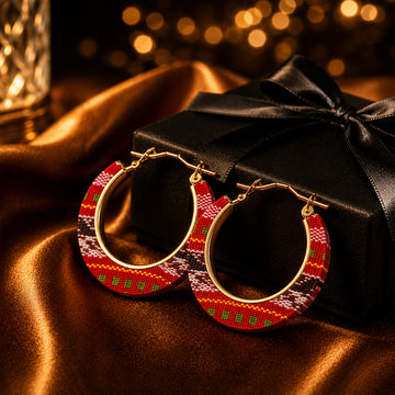 Red Ethnic Hoop Earrings – Women Fashion Jewelry | Fozia