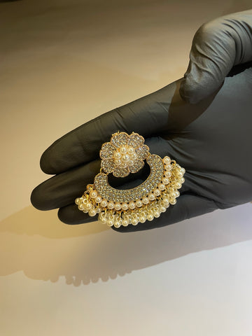 Fozia Golden Heart Crystal Ring & Earrings Set – Women Jewelry Pakistan
